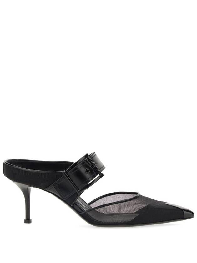 Punk Buckle Mesh Mule Heel Black - ALEXANDER MCQUEEN - BALAAN 2