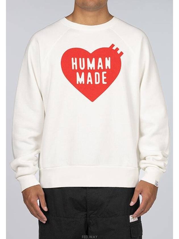 Heart Crew Neck Sweatshirt White - HUMAN MADE - BALAAN 2