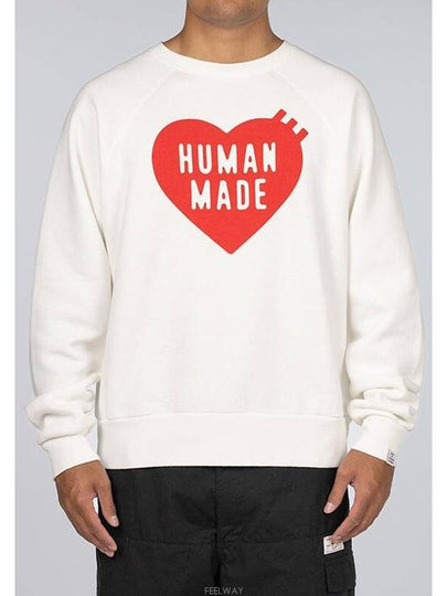 Heart Crew Neck Sweatshirt White - HUMAN MADE - BALAAN 2