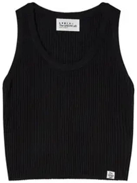 Striped Crop Knit Sleeveless Black - THE GREEN LAB - BALAAN 1