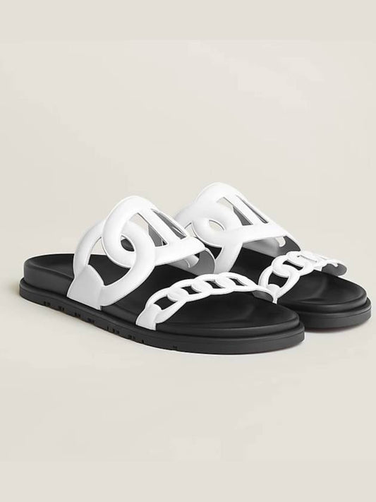 Extra Sandals Slippers White - HERMES - BALAAN.