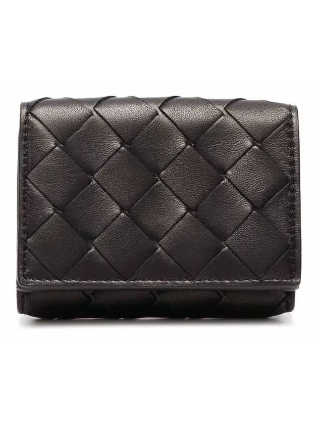 TINy Tri-Fold Zipper Half Wallet Brown - BOTTEGA VENETA - BALAAN 3