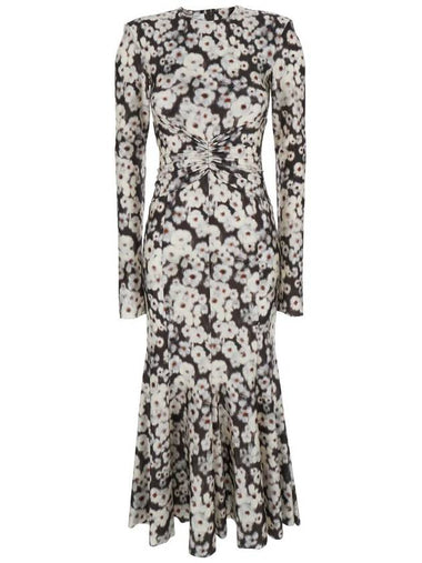 Multicolor Crewneck Long Dress With All-Over Floral Print In Lycra Woman - PHILOSOPHY DI LORENZO SERAFINI - BALAAN 1