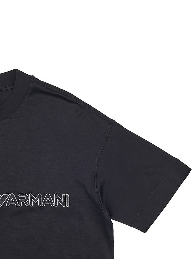 Embroidered Logo Short Sleeve T-Shirt Black - EMPORIO ARMANI - BALAAN 5