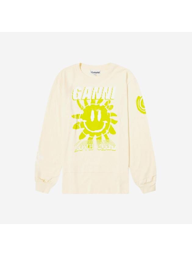 Women's Sun Smile Printing Long Sleeve T-Shirt Beige - GANNI - BALAAN 2