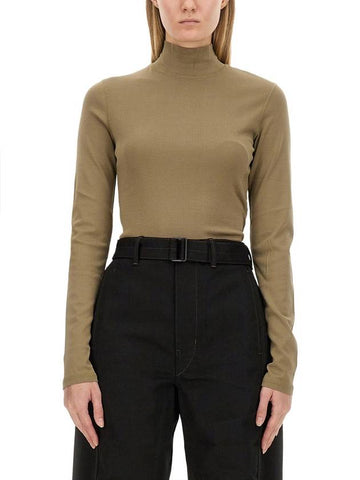 Rib Turtleneck Khaki - LEMAIRE - BALAAN 1