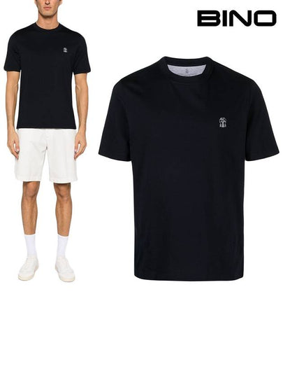 Logo Short Sleeve T-shirt Navy - BRUNELLO CUCINELLI - BALAAN 2