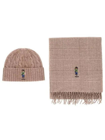 Bear Gift Beanie Muffler Set Beige - POLO RALPH LAUREN - BALAAN 1