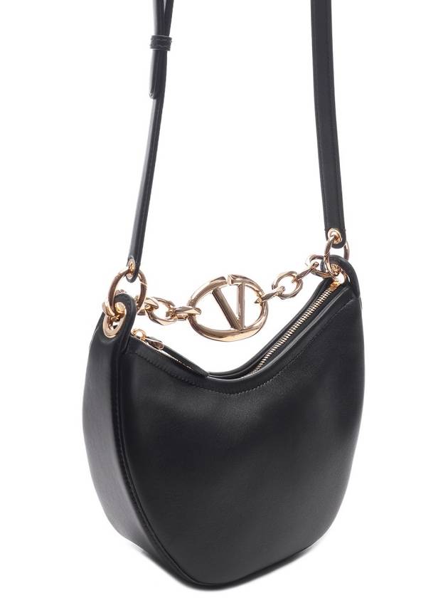 SN Black mini vlogo moon bag in nappa leather with chain 5W2B0Q43PHV 0NO - VALENTINO - BALAAN 4