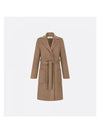 Belted Coat Brown Reversible Wool Internal Oblique - DIOR - BALAAN 1