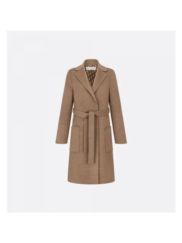 Belted Coat Brown Reversible Wool Internal Oblique - DIOR - BALAAN 1