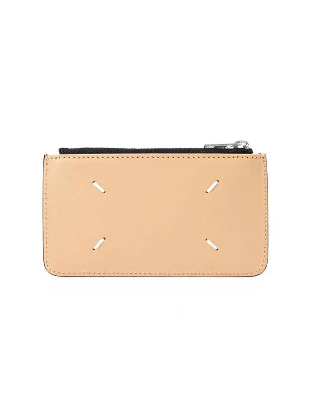 Two-Tone Zipper Card Wallet Black Beige - MAISON MARGIELA - BALAAN 1