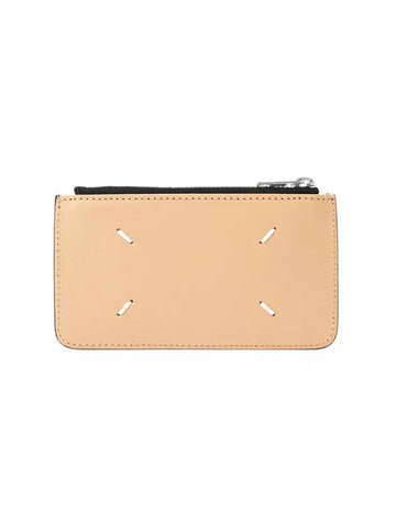 Two-Tone Zipper Card Wallet Black Beige - MAISON MARGIELA - BALAAN 1