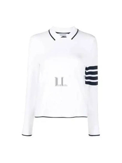 Women's Tipping Jersey Viscose Polo Shirt White - THOM BROWNE - BALAAN 2