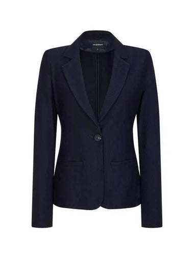 Women s Easy Herringbone Single Jacket Navy - EMPORIO ARMANI - BALAAN 1