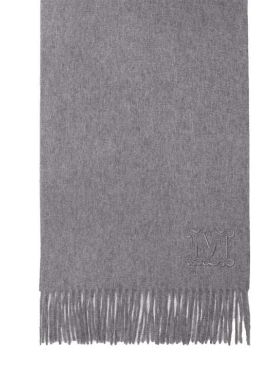 Wsdahlia Embroid M Logo Fringe Cashmere Muffler Light Grey - MAX MARA - BALAAN 1