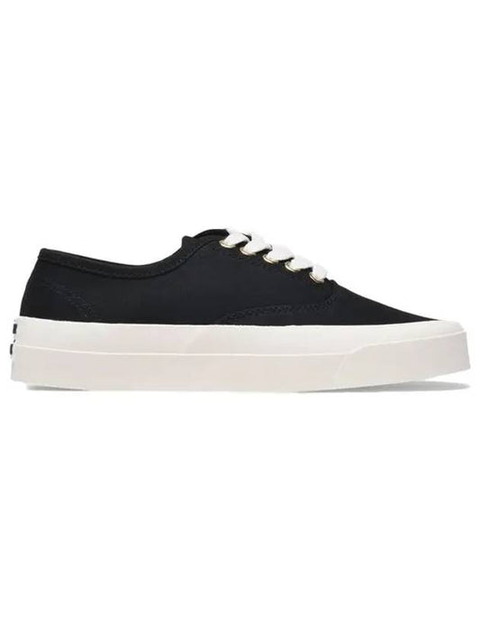 Lace Up Canvas Cotton Low Top Sneakers Black - MAISON KITSUNE - BALAAN 2