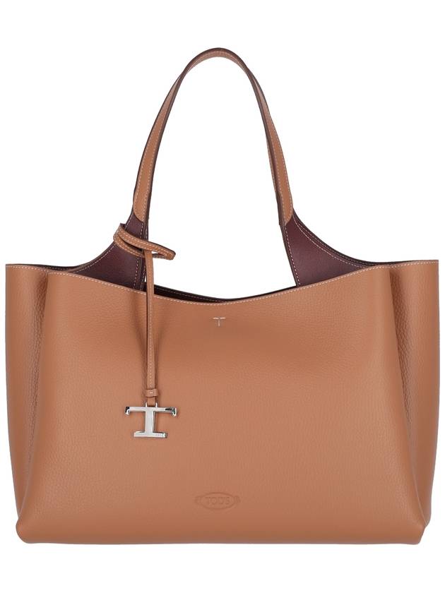 Logo Leather Medium Tote Bag Brown - TOD'S - BALAAN 2