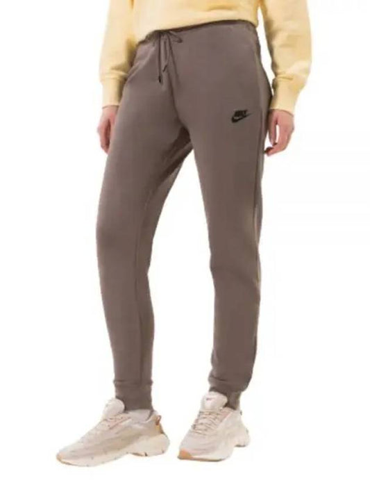 Women's Essentials Regular Fleece Track Pants Olive Grey - NIKE - BALAAN 2