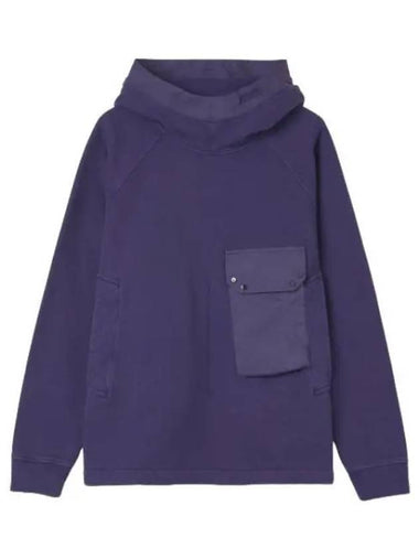 Garment dyed cotton jersey pocket hood purple blue - TEN C - BALAAN 1