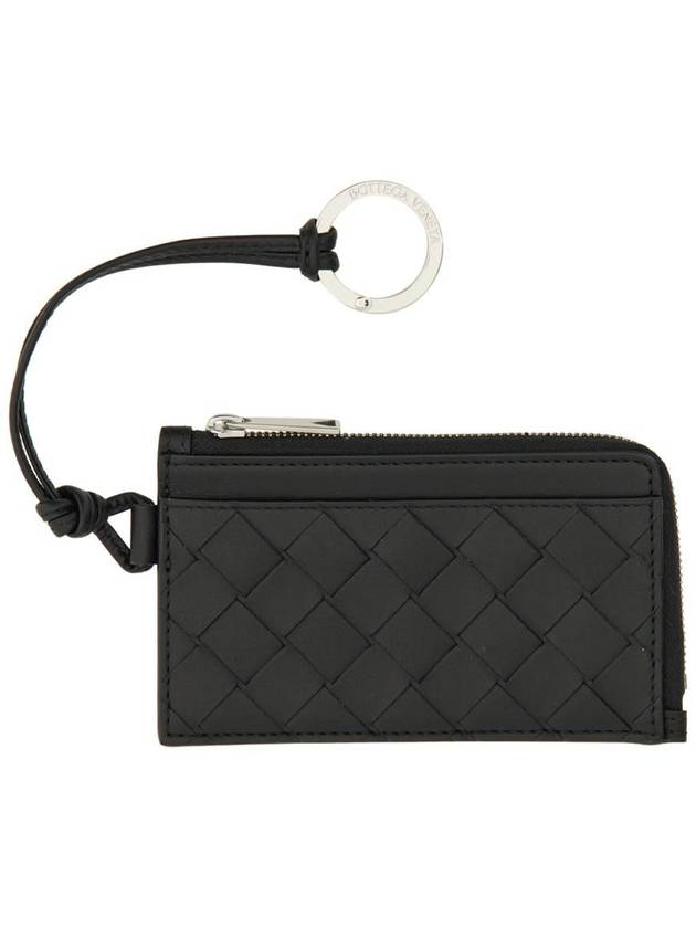 Intrecciato L Zipper Leather Card Wallet Black - BOTTEGA VENETA - BALAAN 2