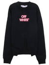 Men's Pink Lettering Logo Crew Neck Sweatshirt Black - OFF WHITE - BALAAN 2