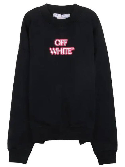 Men's Pink Lettering Logo Crew Neck Sweatshirt Black - OFF WHITE - BALAAN.