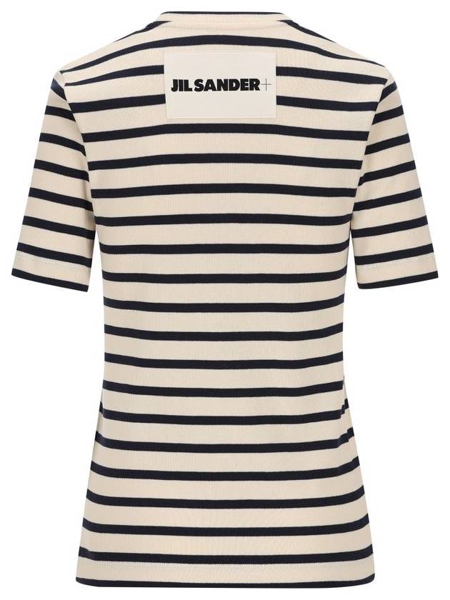 Striped Cotton Short Sleeve T-Shirt Navy Beige - JIL SANDER - BALAAN 3