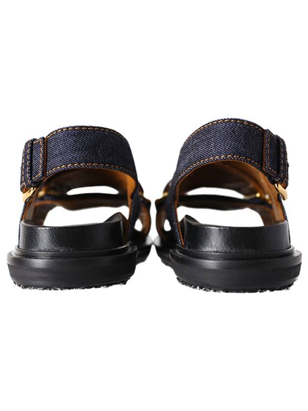 Fussbet Buckle Denim Sandals Navy - MARNI - BALAAN.