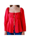 TACH TEIDE Tie Linen Blouse Red - ETC - BALAAN 1