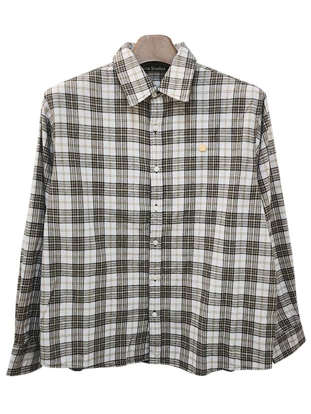 Flannel Check Button-Up Long Sleeve Shirt White Black - ACNE STUDIOS - BALAAN 3