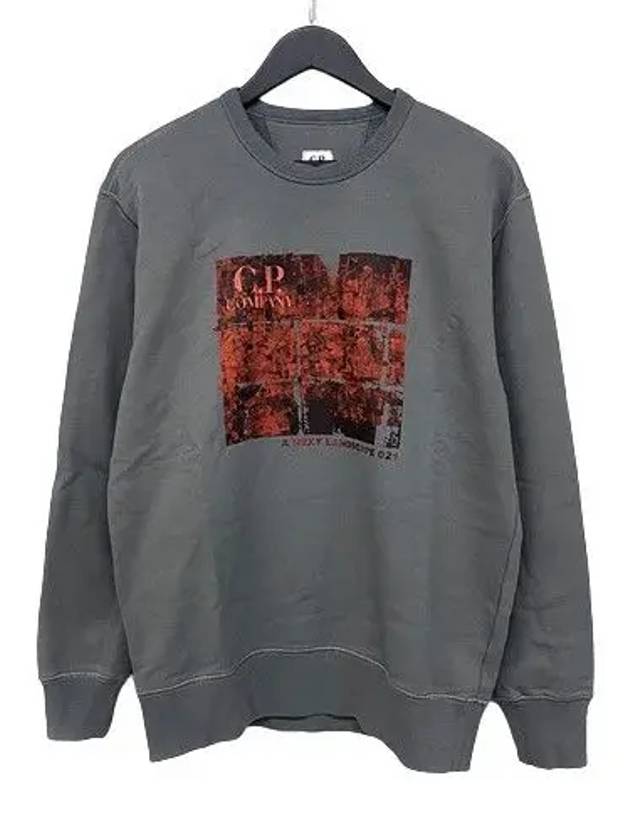 Men's Graphic Print Long Sleeve Sweatshirt Grey - CP COMPANY - BALAAN 2