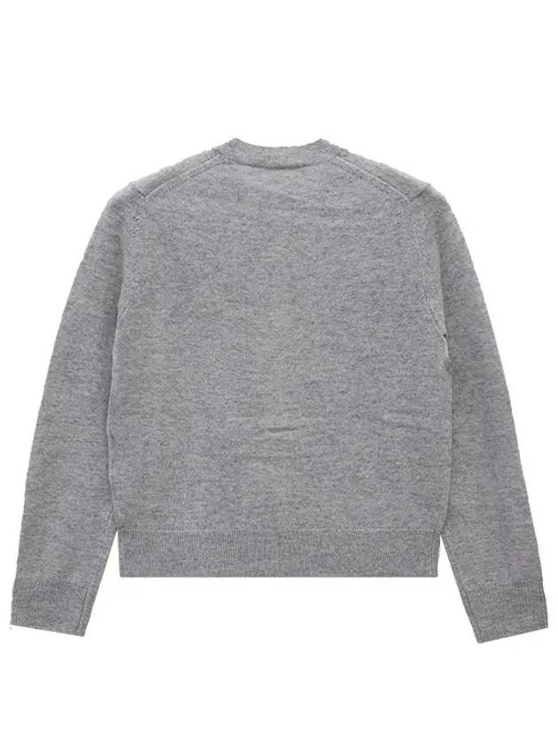 Face Patch Crop Cardigan Light Grey Melange - ACNE STUDIOS - BALAAN 7