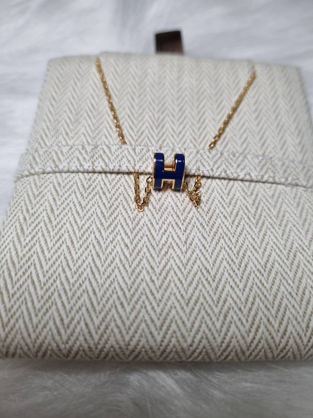 Mini Pop H Pendant Necklace Gold Bleu Saphir - HERMES - BALAAN 2