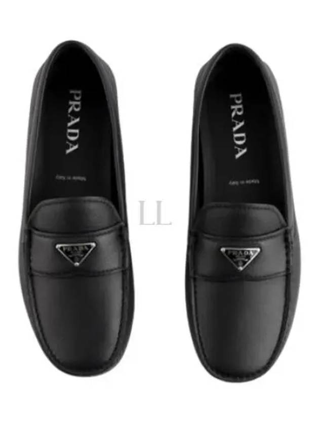 Triangle Logo Leather Driving Shoes Black - PRADA - BALAAN 2