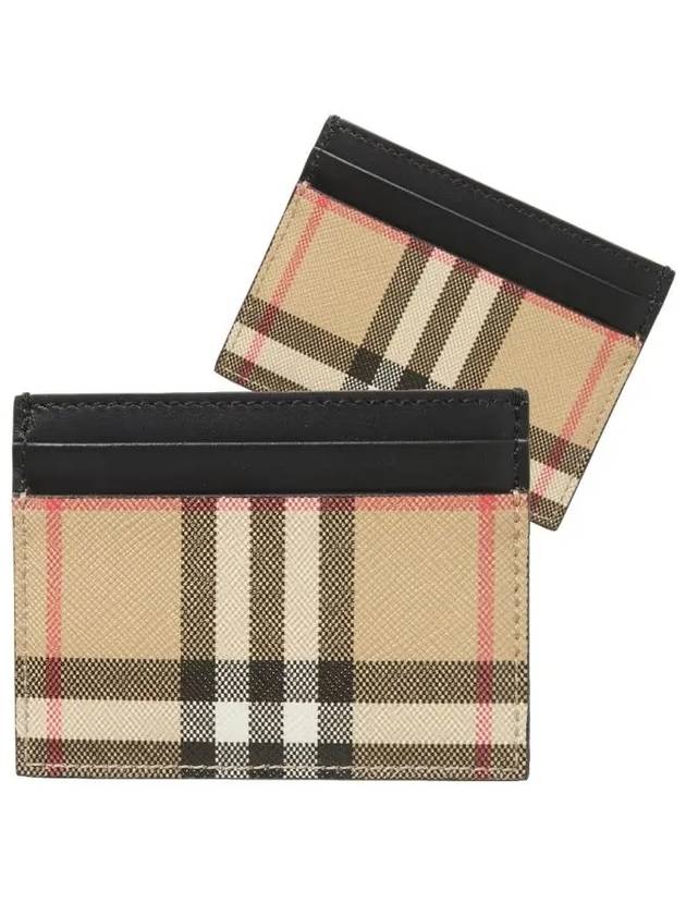 Vintage Check Leather Card Wallet - BURBERRY - BALAAN.