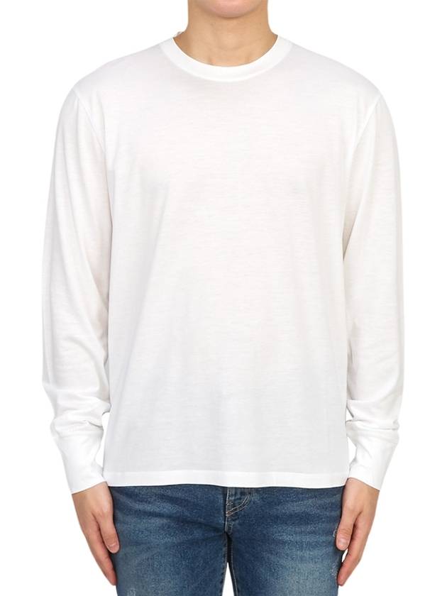 Embroidered Logo Lyocell Cotton Blend Jersey Long Sleeve T-Shirt White - TOM FORD - BALAAN 4