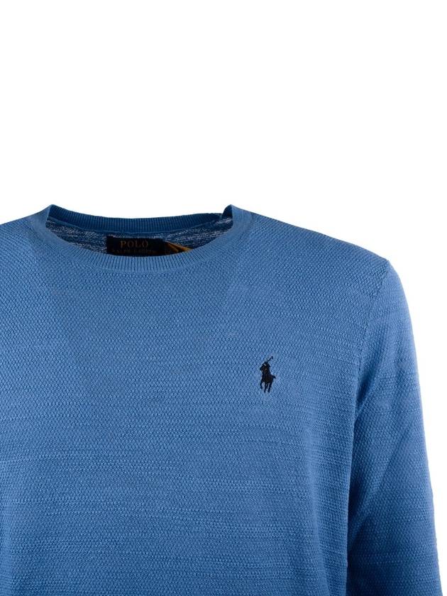 Ralph Lauren Air Force Blue Cotton-Linen Blend Crew Neck Sweater - RALPH LAUREN - BALAAN 3