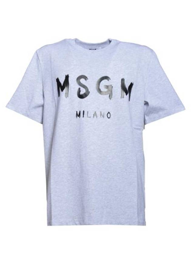 Milano Brushed Logo Short Sleeve T-Shirt Grey - MSGM - BALAAN 2