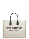 Rive Gauche Canvas Smooth Leather Large Tote Bag Beige - SAINT LAURENT - BALAAN 2