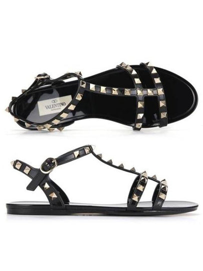 Women's Rockstud Flat Sandals Black - VALENTINO - BALAAN 2