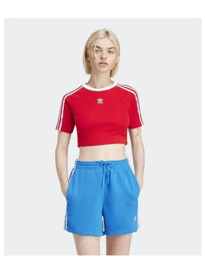 3 Stripe Cropped Baby Short Sleeve T Shirt Red - ADIDAS - BALAAN 2