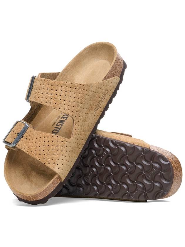 Arizona Perforated Suede Slippers Beige - BIRKENSTOCK - BALAAN 3