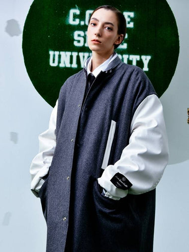 Reversible Wool Blend Varsity Coat GREY - C.O.M.E - BALAAN 1