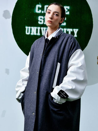 Reversible Wool Blend Varsity Coat Grey - C.O.M.E - BALAAN 2