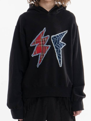 Lightning Patch Fringe Hoodie Black MSS2101 - IFELSE - BALAAN 1