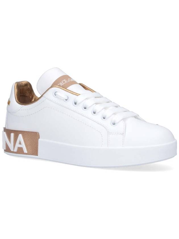 Metallic Logo Low Top Sneakers White - DOLCE&GABBANA - BALAAN 3