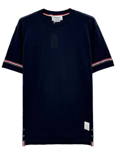 24SS Light Armband Short Sleeve T-Shirt MJS247A 415 - THOM BROWNE - BALAAN 1