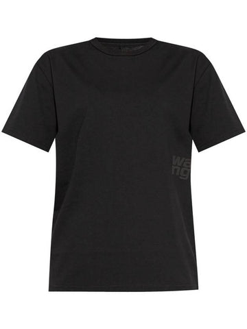 Alexander Wang Essential Jsy Ss T-Shirt W/ Puff Logo & Bound Neck Clothing - ALEXANDER WANG - BALAAN 1