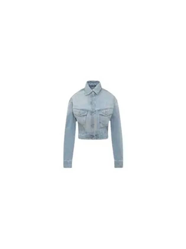 Women's Toy Box Bleach Crop Denim Jacket Blue - OFF WHITE - BALAAN 2